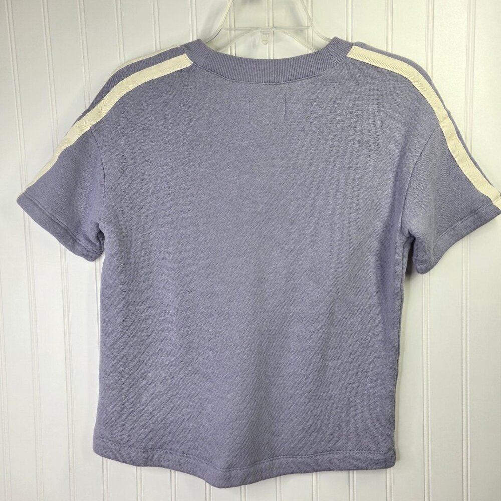 Madewell Top Womens XXS Purple Waffle Sweatshirt Short Sleeve Relaxed Fit Active - Picture 5 of 8